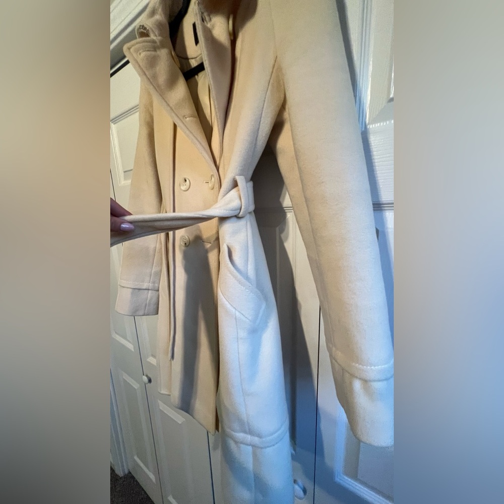 BCBG MAXAZRIA Cream Wool Blend Trench Coat —Size XS - Picture 10 of 15
